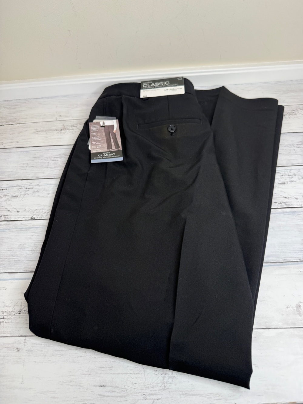 Liz Claiborne Black Sophie Classic Flat-Front Trousers